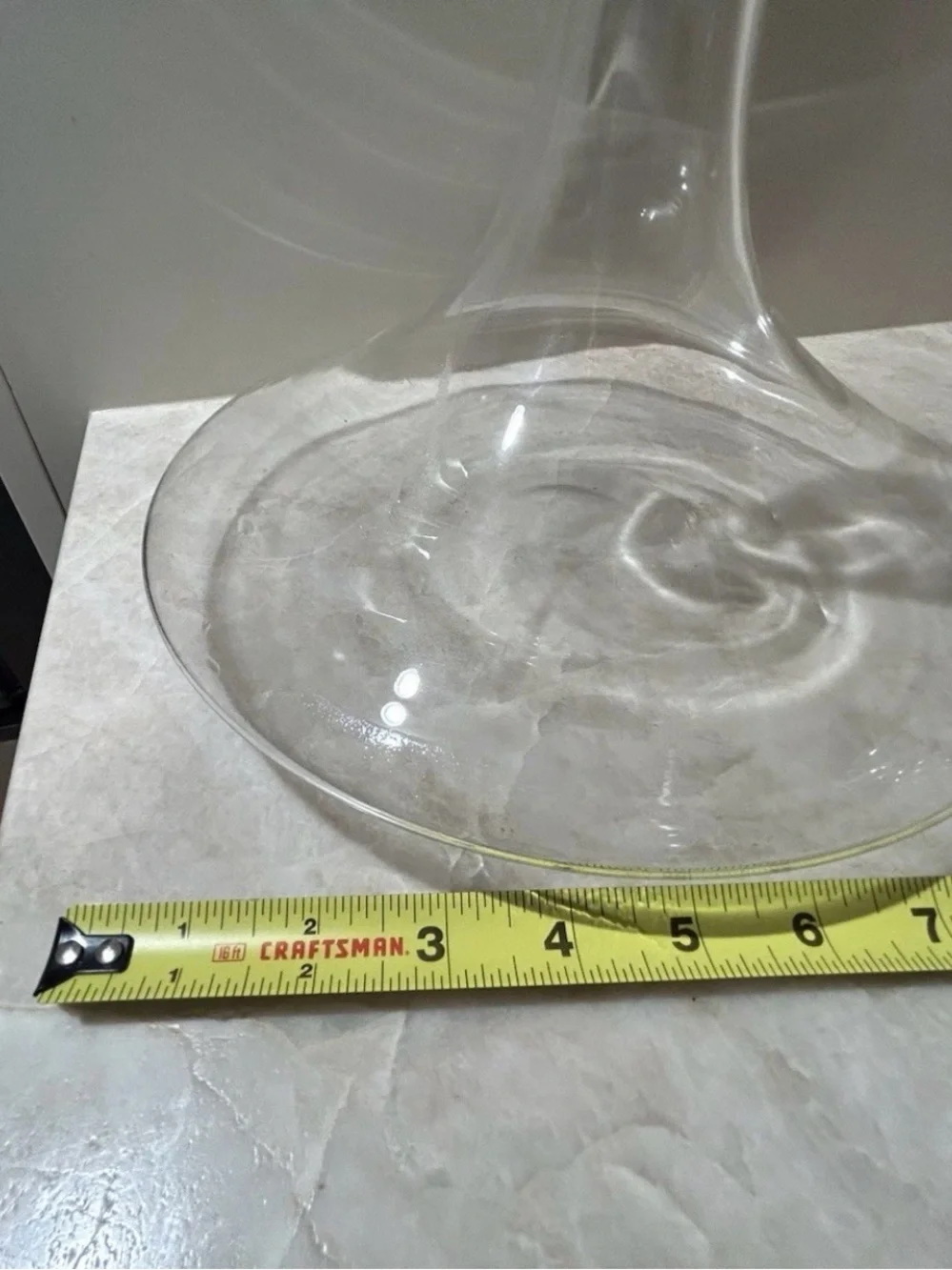 Wine Decanter Handcrafted In Poland Wide Base Clear Glass 11” Tall Barware